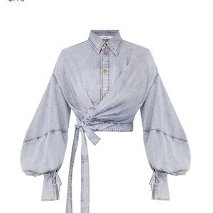 Zimmermann Denim Wrap Top